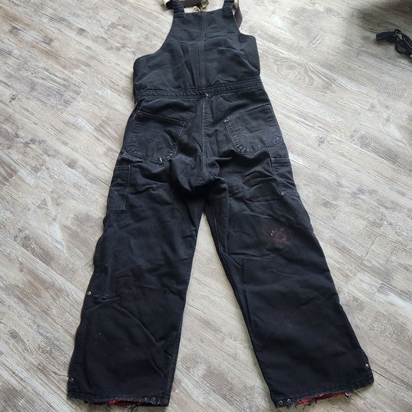 Carhartt Bib Distressed USA Union Made Insulated Duck Canvas Black Y2K Workwear - Picture 14 of 16